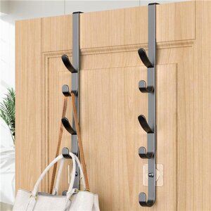 Over Door Hooks Towel Hanger Coat Rack Metal Wall Mount Storage Organizer Black
